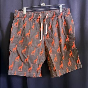 21men Brown Shorts with Orange Giraffe Print